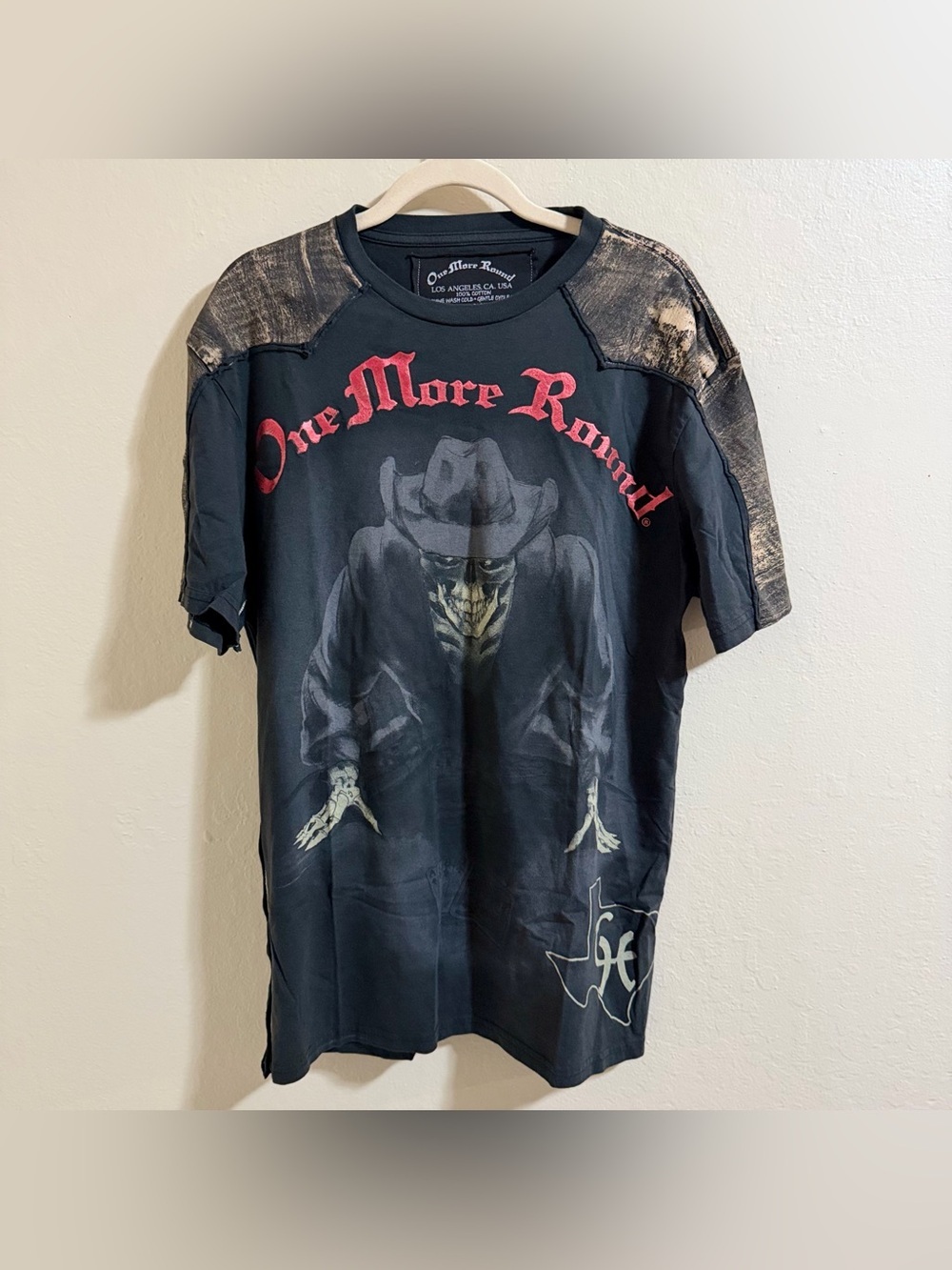 Vtg One More Round Shirt Mens L MMA Cowboy Skeleton Graphic Tee Y2K Affliction - Picture 3 of 10